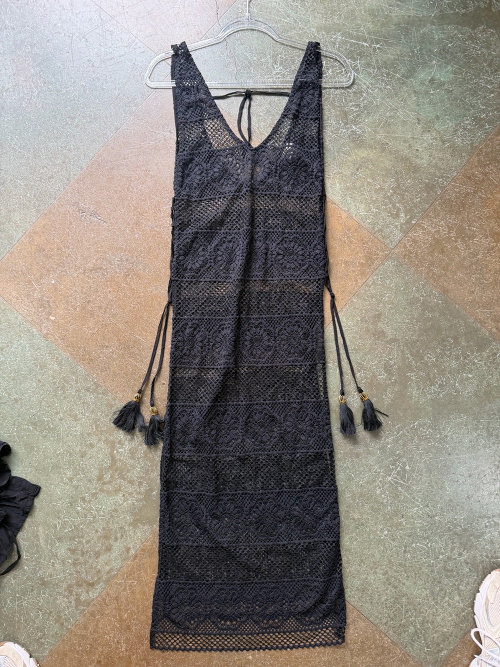 Pilyq Black Crochet Swim Coverup Maxi Dress